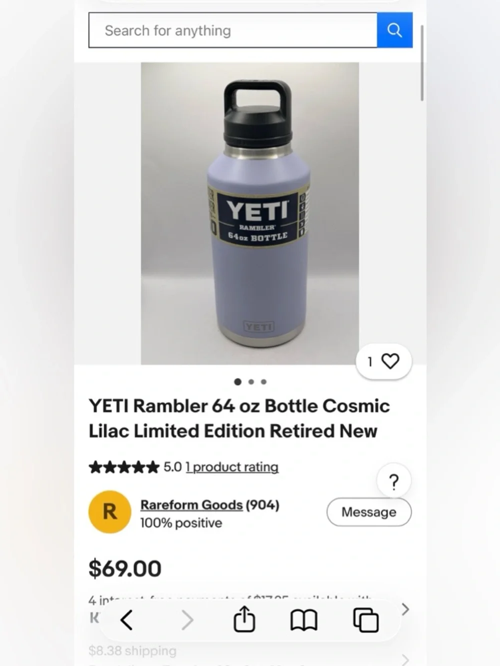 Yeti Rambler 64oz Bottle - Lavender with Black Cap - Picture 6 of 6